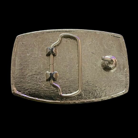 Vintage 1970’s Black Distressed Prismatic Zodiac Belt Buckle | Silver Libra - Picture 5 of 6